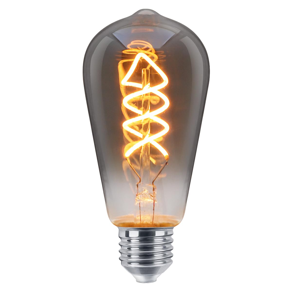 Long Life Lamp Company 4W LED Filament Light Bulb Edison Screw Retro ST58 LED Coil Bulb E27 Teardrop Spiral Smoke Grey Glass