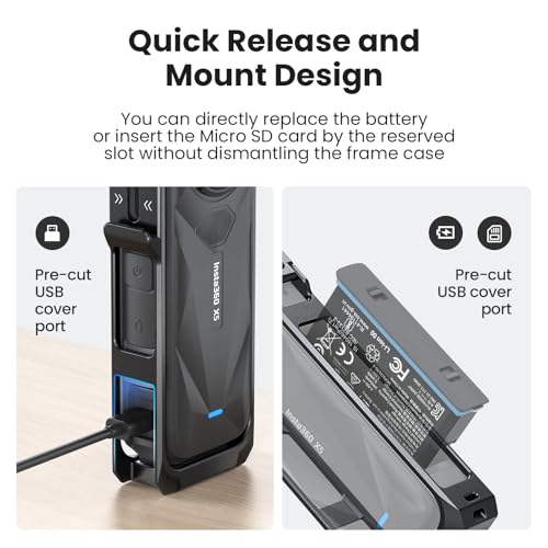 Image of Premium Aluminum Frame Mount Cage for Insta360 One X5 Action Camera Accessories with Lens Protective Cap (Metal Frame case for ONE X5 Camera)