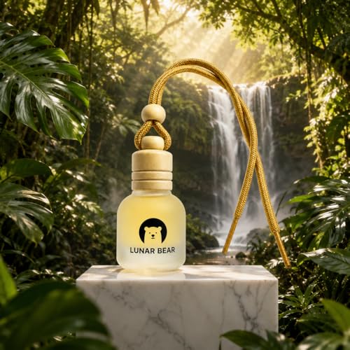 Image of LUNAR BEAR Forest Dew Car Air Freshener | Hanging Car Perfume Diffuser with Protective Case | Luxury Car Fragrance Made with Premium Essential Oils | Alcohol Free & Long Lasting