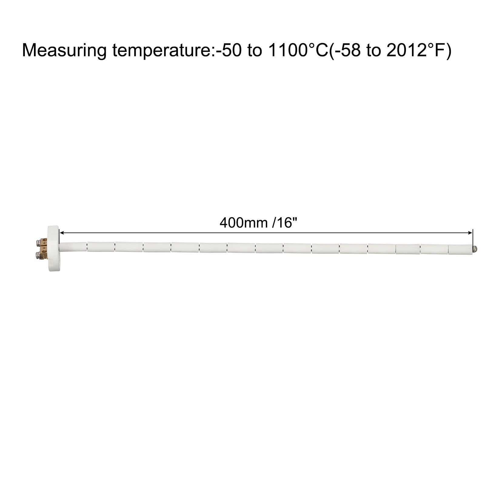 QUARKZMAN Sonda Termocoppia per Forno a Muffola in Ceramica Tipo K da 16" per Forno a Muffola, Alta Temperatura -50 a 1100°C 2.5x400mm