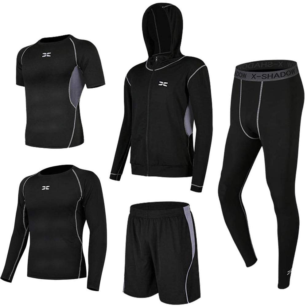 Fitness Sportowe Zestawy Kompresyjne, miękkie, szybkoschnące, oddychające, bieganie dla mężczyzn, 5 szt