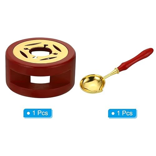 Miniatura 3 de PATIKIL Kit de sellado de cera, calentador de sellos de cera con cuchara de fusión, estufa de fusión retro, herramienta de horno largo para sellado