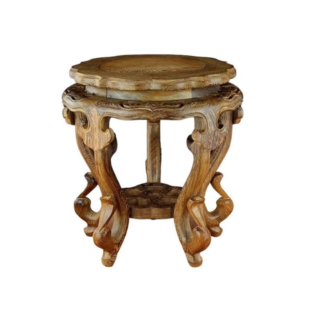 V2t9R4m7 Bonsai pot stand High Stool Redwood Carving Bonsai Base, Tea Service Vase Display Holder Bonsai display stand