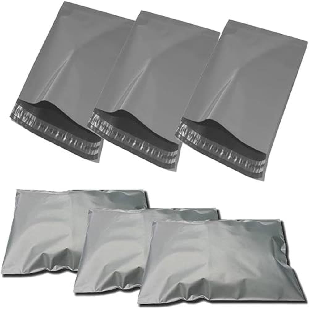 G4GADGET 500 Pack 10x14 Inch Grey Mailing Bags | Heavy-Duty Postal Bags for Shipping & Packing | Waterproof Poly Mailers with Strong Seal for Clothes & Parcels