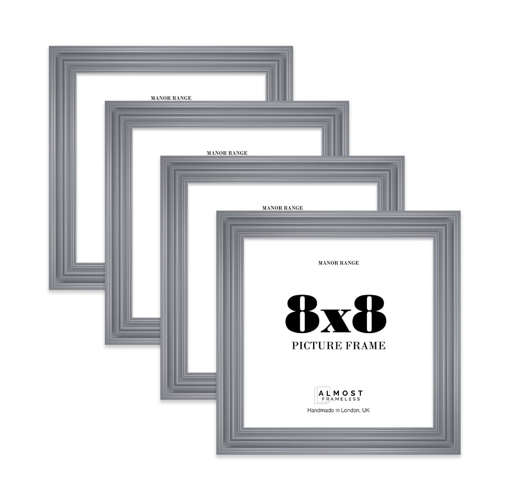 8x8 Picture Frame, Display 8x8 Pictures (20.3 x 20.3cm) - Scandi Grey Elegant 42mm Edge Room Decor - 4 Pack โ image 1