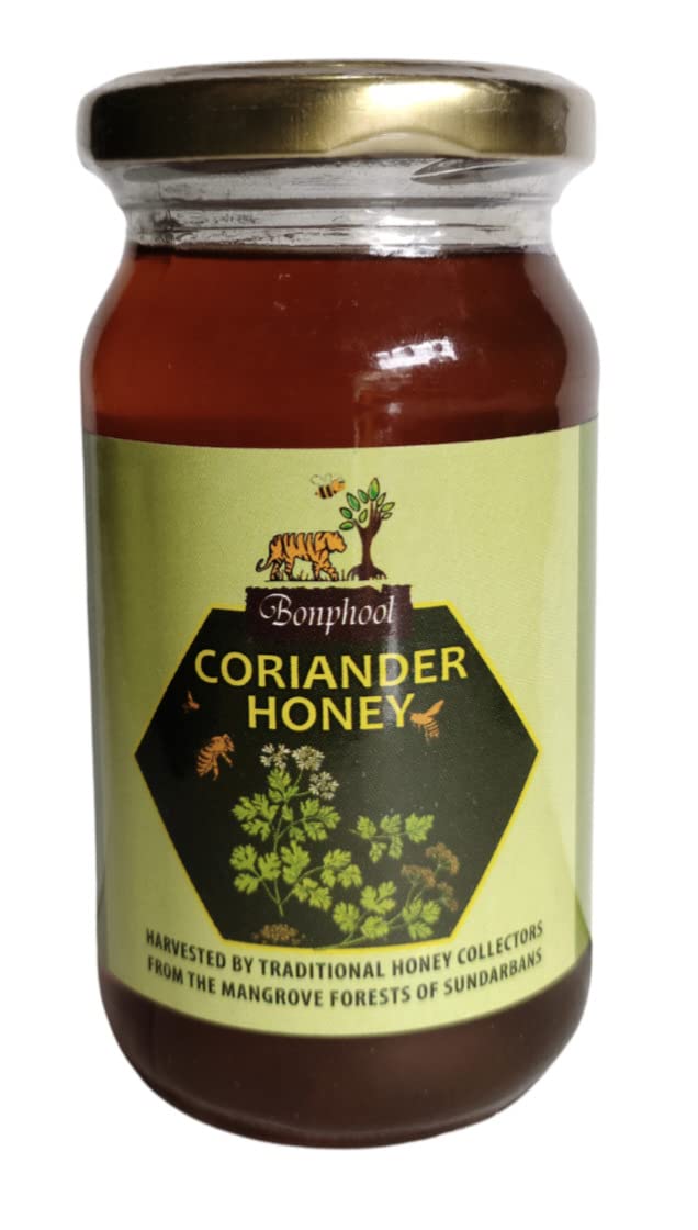 Bonphool Coriander Raw Organic Natural Pure Unprocessed Lab Tested Unpasteurized Unheated 250 Gram Glass Jar (Pack of 1)