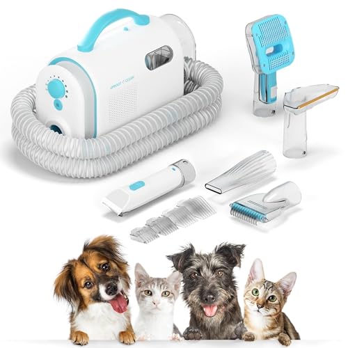 Uproot Clean Pet Groomer Vacuum Kit 7 in 1 - Cat & Dog Grooming Kit with Brush, Detangle, Deshed, Trim, Clean, & Dry Attachments - Complete Cat & Dog Grooming Vacuum for Shedding Pets