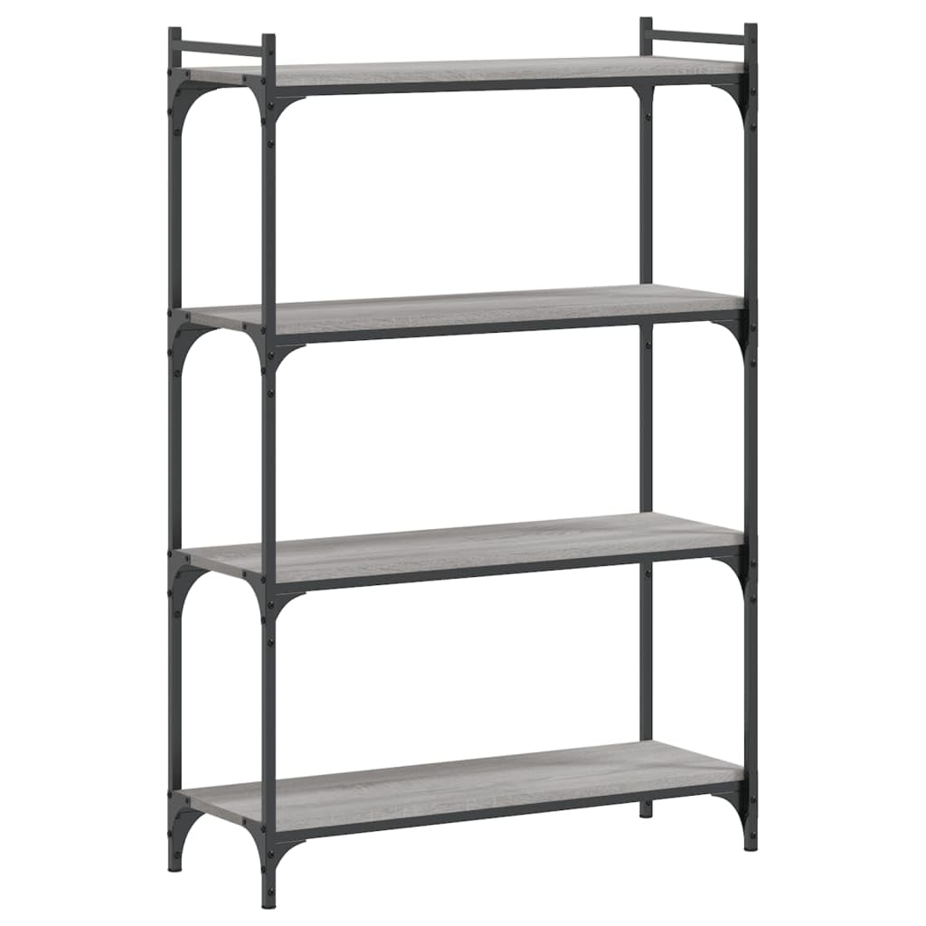 Homgoday Regał na książki, 4 półki, stojący, biurowy, magazynowy, do przechowywania, regulowane nogi, do salonu, gabinetu, biura, szary, Sonoma, 80 x 30 x 120 cm, materiał drewnopochodny