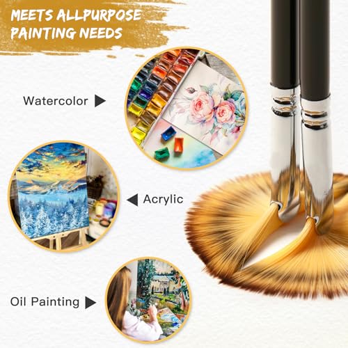 Golden Maple CS3 Fan Brushes, 3Pcs Soft Anti-Shedding Nylon Hair thumb #2