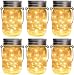 GIGALUMI Hanging Solar Mason Jar Lid Lights, 6 Pack 15 Led String Fairy Lights Solar Laterns Table Lights, 6 Hangers and Jars Included. Great Outdoor Lawn Décor for Patio Garden, Yard and Lawn.