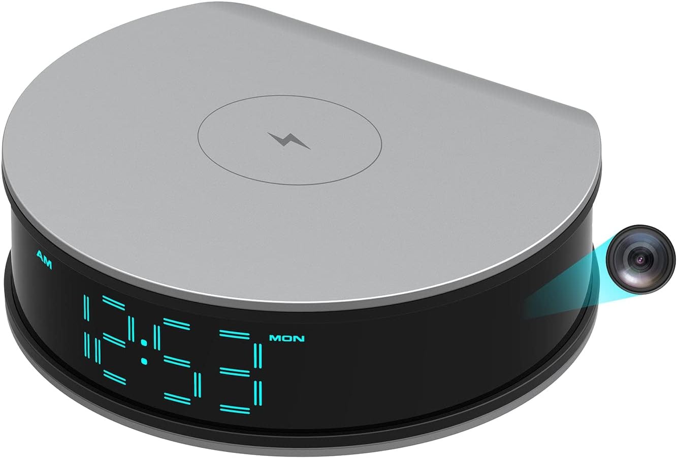 Awaretech Spy Camera Hidden in Wireless Charger Clock, Inbuilt Security
