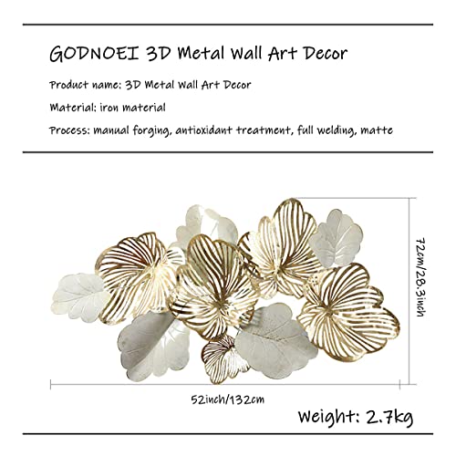 3D Metal Wall Art Flowers Gold Decorations For Living Room Luxury Gold Metal Flowers Wall Decor Wall Sculptures, Modern Openwork Leaves Decoration Retro Old Craft Handmade For Home Decorations, Hotel, Gifts #TOP6