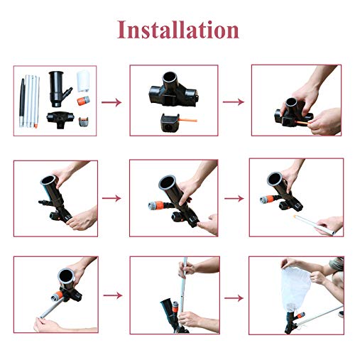 WGOO – Ferramenta de limpeza portátil para piscina a vácuo com mastro de 5 seções, escovas de esfreg