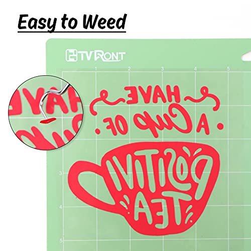Image of HTVRONT HTV Vinyl Rolls Heat Transfer Vinyl - 12 inch x 5ft Red HTV Vinyl for Shirts, Iron on Vinyl for All Cutter Machine - Easy to Cut & Weed for Heat Vinyl Design (Red)