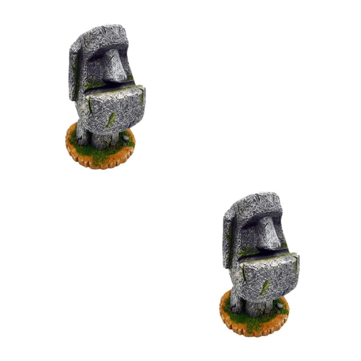 Cabilock Portapenne Moai Da 2 Pezzi Decorazione Originale Per Sala Da Pranzo Per Statua Da Tavolo Contenitore In Pietra Portapenne Decorativo Decorazione Da Scrivania Portapenne