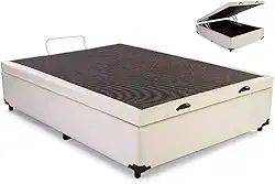 Cama Box Baú Casal Sintético Corino Blindado (Bege)
