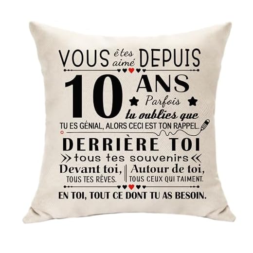 Hasodeo Décoration Cadeau 10 Ans Anniversaire Fille Ou Garçon Housse de Coussin pour 10 Ans Anniversaire Fille Fils Sœur Nièce Cousine Créatif Cadeau Fête d'anniversaire Keepskae (10)