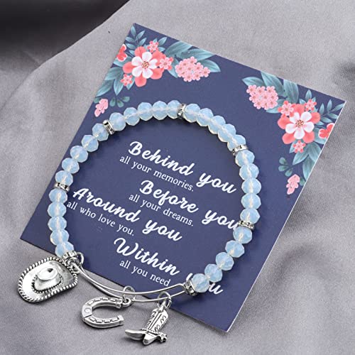 FEELMEM Cowgirl Jewelry Equestrian Bracelet Cowgirl Western Jewelry Horses Horseshoe Charm Bracelet Horse Lover Gift3