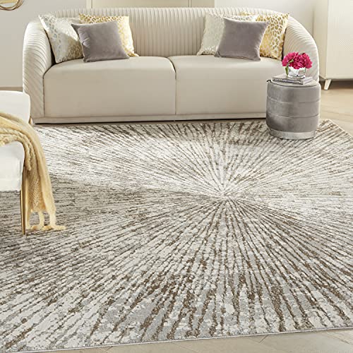 Inspire Me! Home Décor Metallic Modern Grey Mocha 8' x 10' Area Rug, Easy Clean, Non Shedding, Bed Room, Living Room, Dining Room, Kitchen (8x10)