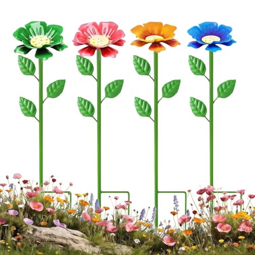 Bain en métal pour les abeilles sculpté, 4 piquets robustes d'ornement pour colibris