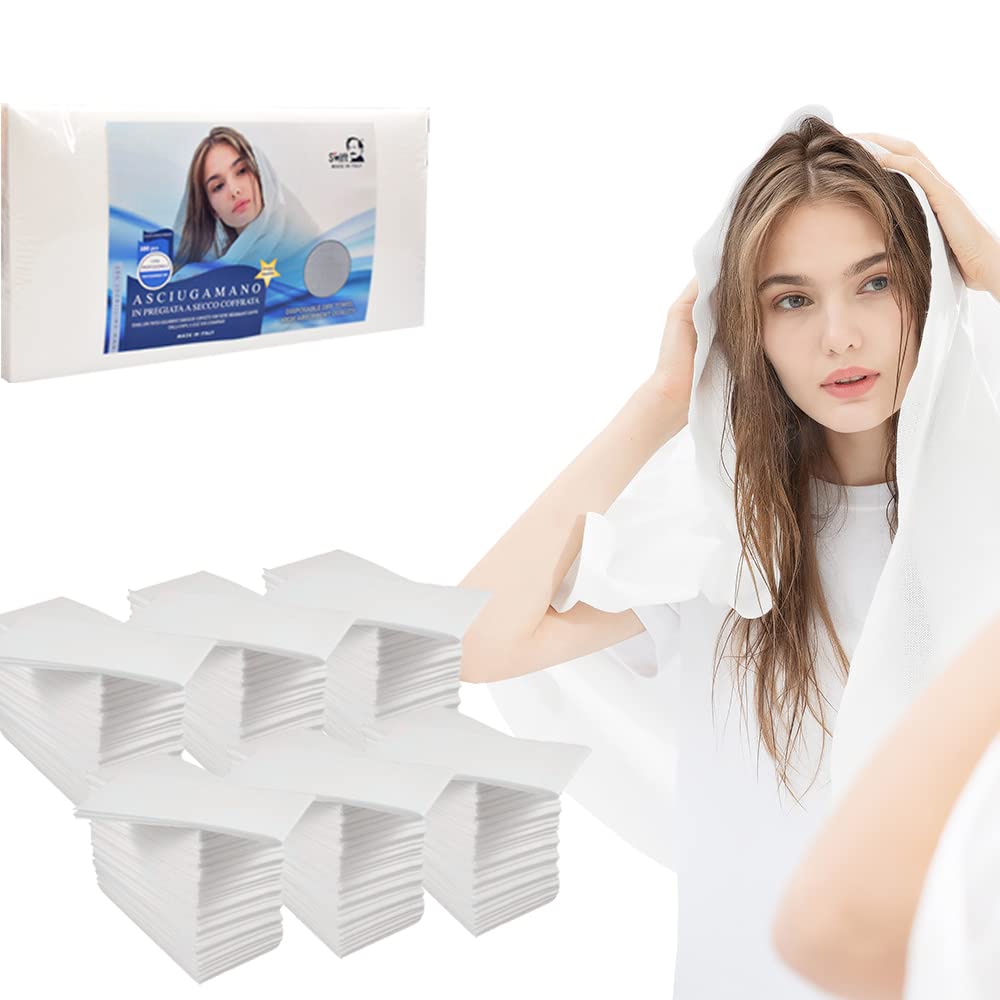 Swift (600-Count) Disposable Luxury Towels Air laid Nonwoven for Salon, Towels for Hair Drying, Towel for Guest Kitchen, Bathroom, Parties, Weddings, Dinners, Events, Spa, Gym (Pack of 6-Carton)