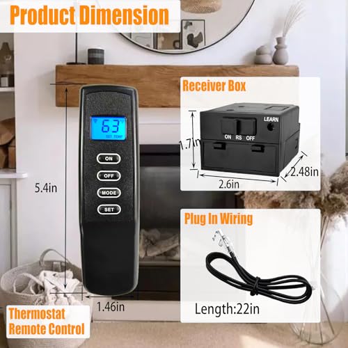 Bxmgr FIREPLACE REMOTE CONTROL KIT Compatible With Skytech Majestic Ambient Empire Monessen Vermont Millivolt Valve Fireplace Stove With Thermostat On/Off Control Remote Receiver,Lcd Display thumb #2