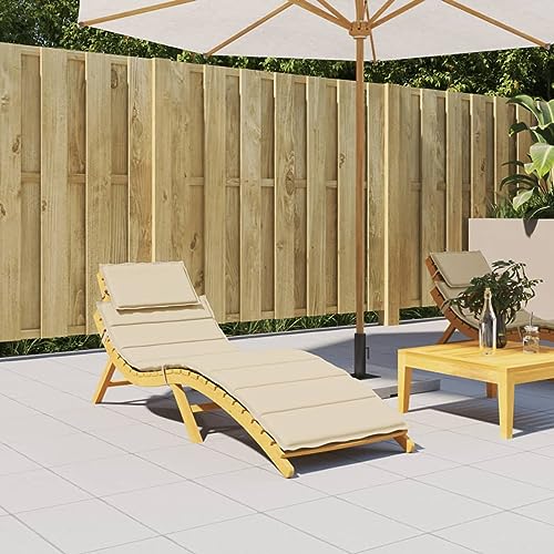 Cinyiqo Cojín de Tumbona de Tela Oxford Beige 186x58x3 cm, Cojin Tumbona Exterior, Colchonetas para Tumbonas, Colchoneta Hamaca, Cojín De Silla De Hamaca, Colchón para Tumbona