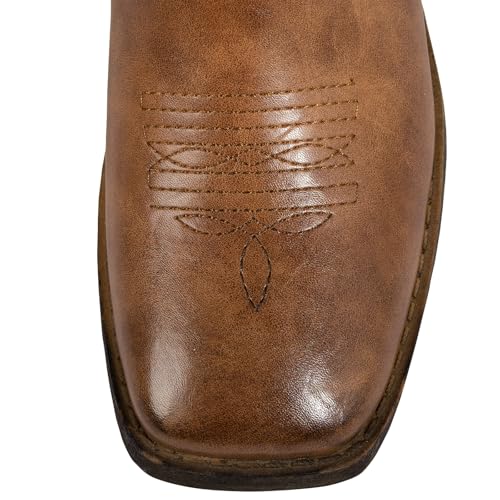 Image of SheSole Square Toe Cowgirl Boots for Women - Wide Calf, Lightweight, Pull-On, Embroidered with Hidden Elastic, Perfect for Country Concerts, Work, Travel, and a Night Out
