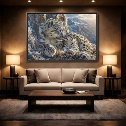 Tableau animaux léopards des neiges grand format horizontal - 2