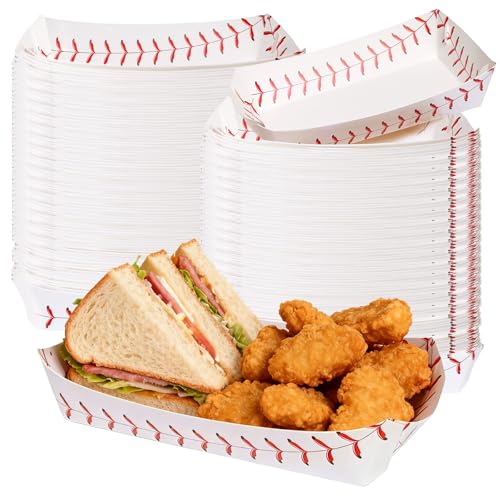 Avxdbr 60Pcs Baseball Paper Food Trays Hot Dog & Nacho Boats