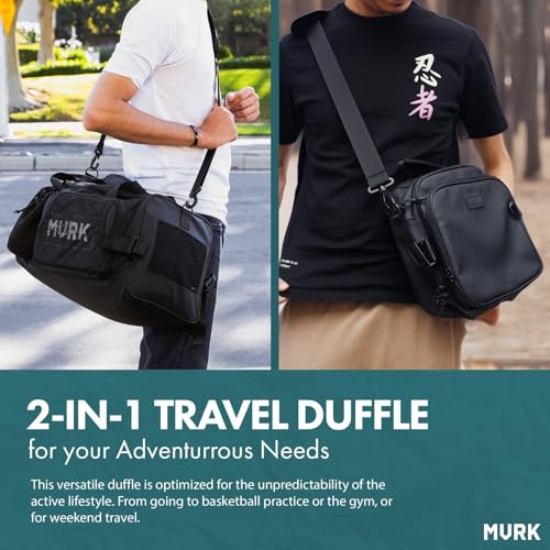 MVRK Travel Duffle Bag : 2-in-1 Waterproof Carry-on Size for Airplane Travel - TSA Compliant Black Travel Bag For Overnight, Gym, Sports, and Weekend Bag (50L)4