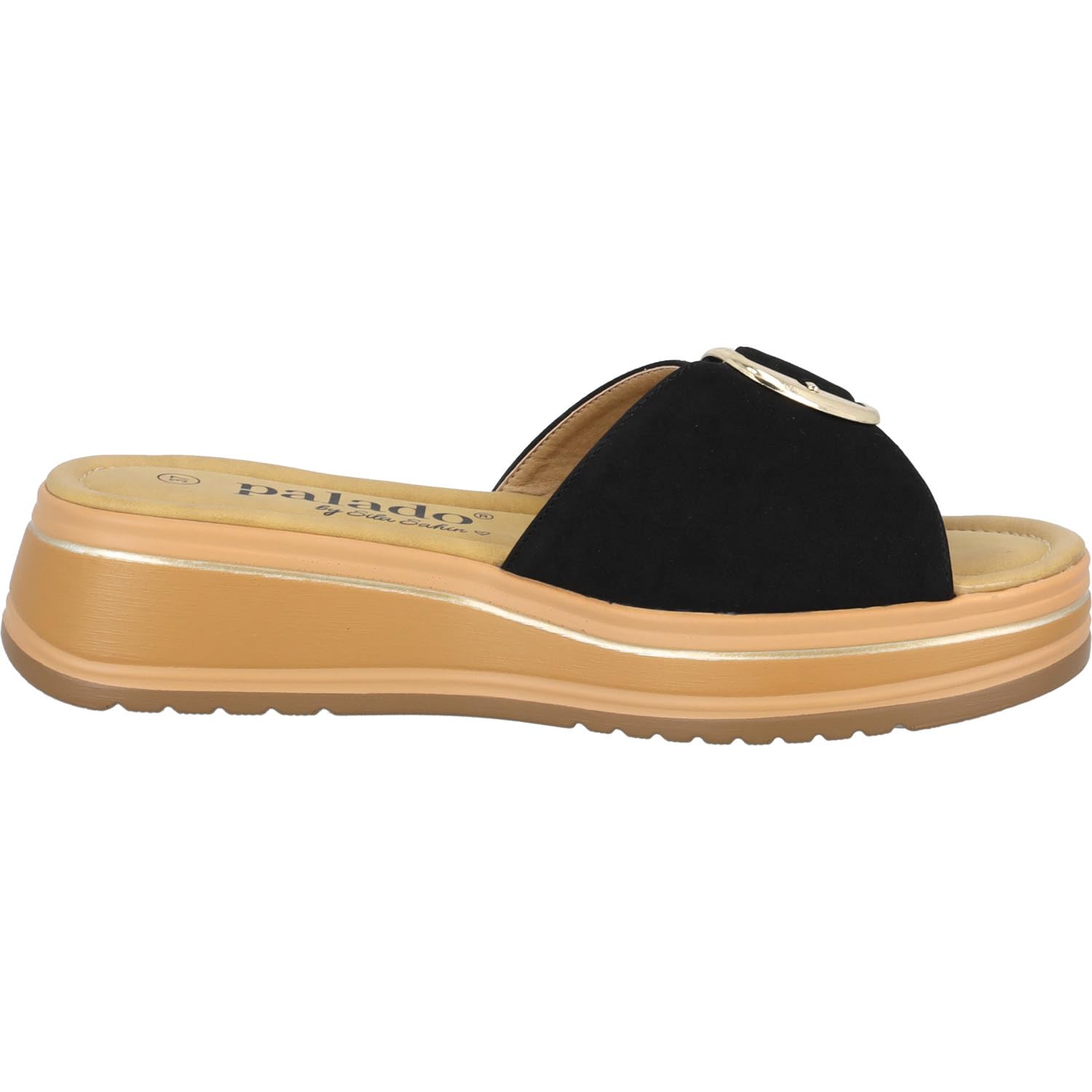 Palado Sandalen Damen Frordi by Sila Sahin - elegante Pantoletten mit Plateau-Sohle - modische Sommerschuhe - bequeme Sandaletten