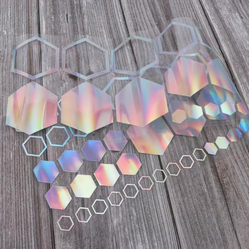 Image of 52 PCS Car Honeycomb Decals Vinyl Hexagonal Graphics Sticker Car Body Side Sticker Car Exterior Decor Accessories Universal for Car,Truck, SUV, RV (Colorful)