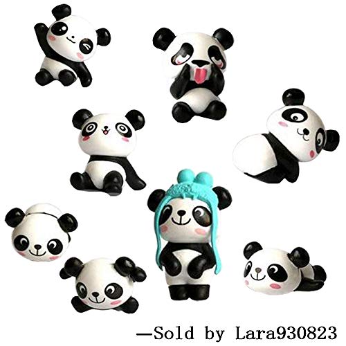 8 pcs (1 set) Cute Panda Toys Figurines Playset, Cake Decoration