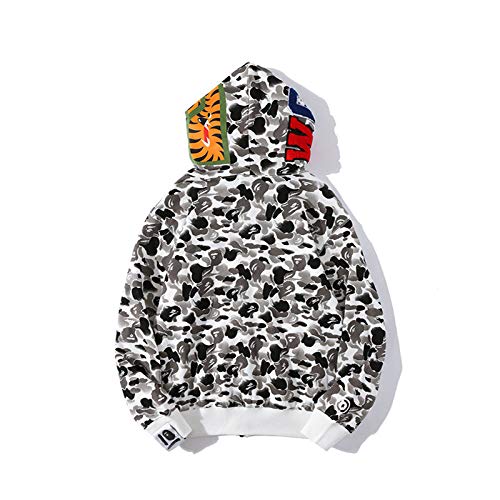 EXXE&OYYO Men's Shark Hoodie,Cotton Material Shark Jaw Jacket Ape Camo ​Full Zip Jacket Up2