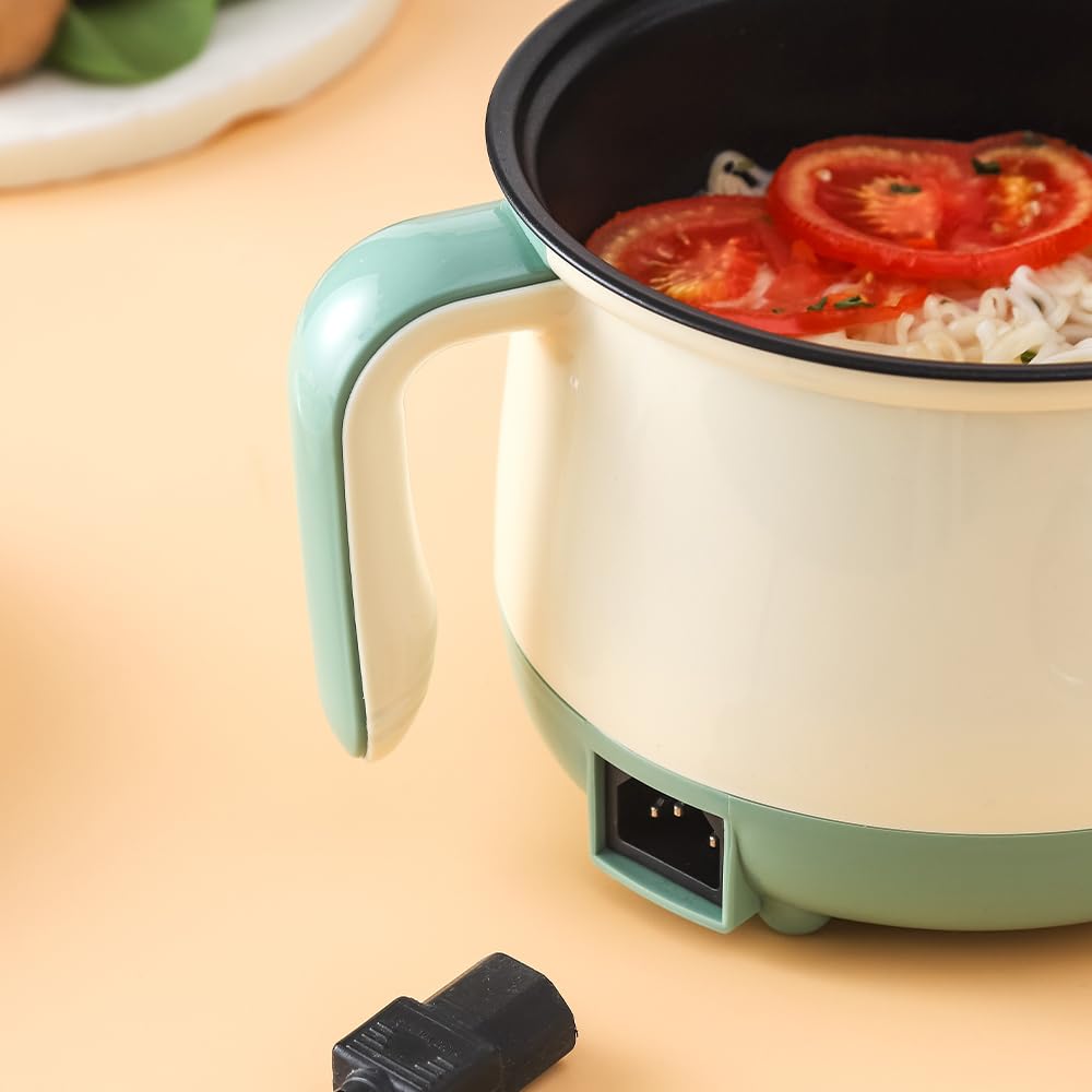 BXE 6-in-1 kitchen Electric Electric Hot Pot, Portable Multi Functional Travel Cooker Auto Power Off Rapid Heating Compact and Portable ï¼Œ1.5L Rapid Noodles Cooker, Non-Stick Electric Pot Perfect for Ramen, Egg, Pasta, Dumplings, Soup, Porridge, Oatmeal, Portable Cooking Pot with Power Adjustment
