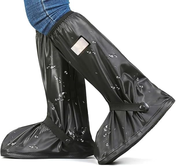 Couvre-chaussures en silicone imperméables Shiwely, surchaussures réutilisables améliorées avec fermeture éclair, bottes de pluie résistantes antidérapantes lavables pour femmes, hommes (L (femmes 7.5