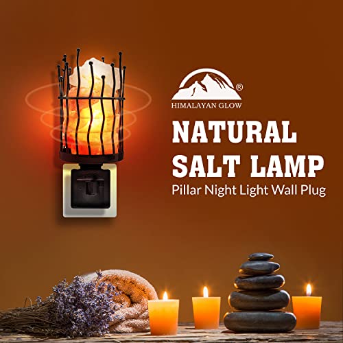 Himalayan Glow Natural Pillar Style Salt Lamp Night Light With Pink Salt Chunks | 360 Degree Rotatable Wall Plug, Nightlight Unique Lighting Ambiance, White #TOP1
