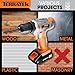 Terratek Cordless Drill Driver 18V Lithium-Ion, 13Pc Electric Screwdriver Set, LED Work Light, Electric Drill Quick Change Power Drill Battery and Charger Included