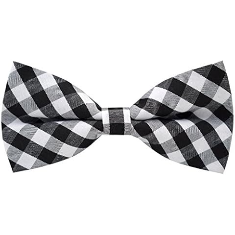 Carahere Handmade Boys Plaid Bow Ties Black Cover