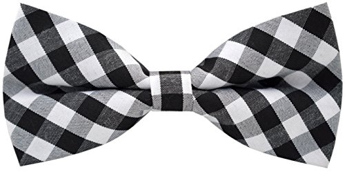 Carahere Handmade Boys Plaid Bow Ties Black