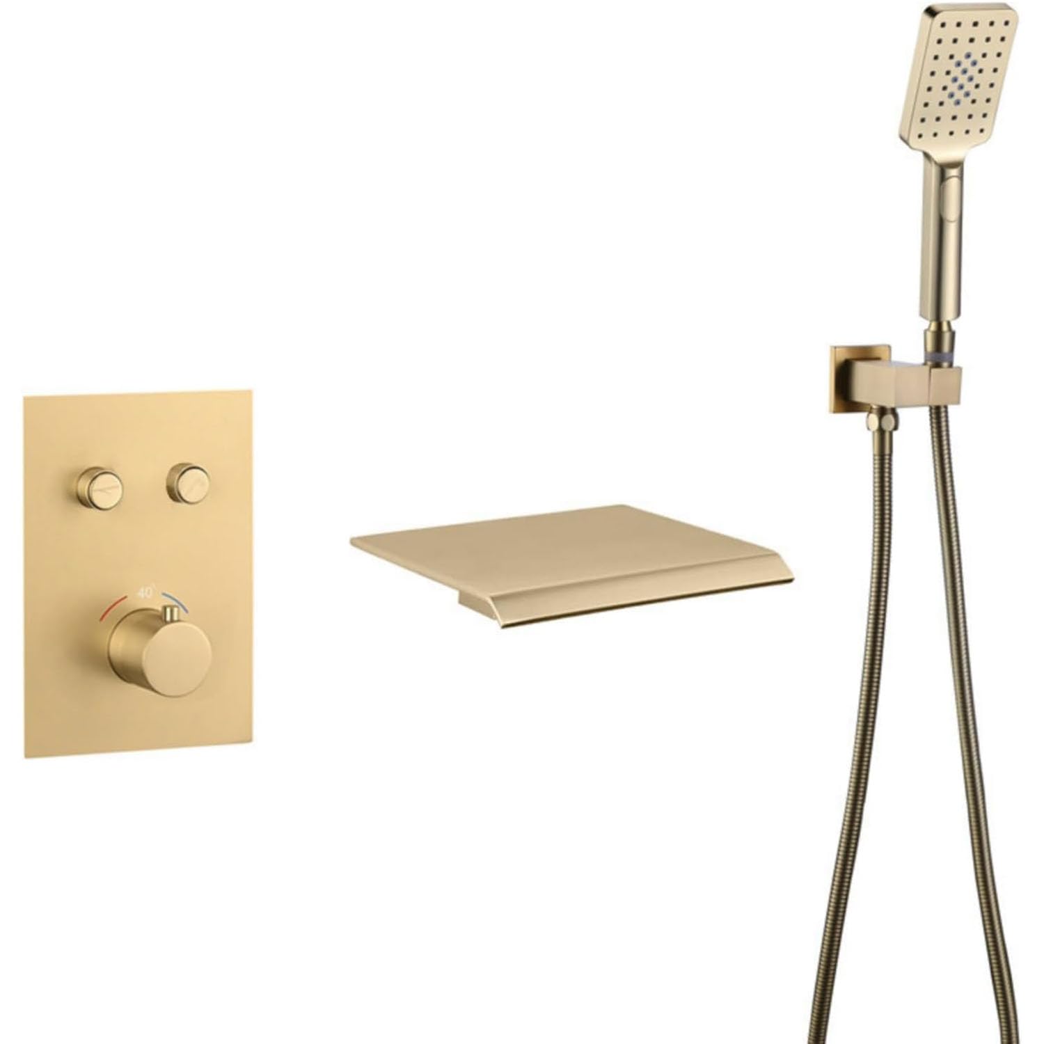 KUNYOS Mixer Faucet Bathtub Waterfall Chrome Shower Faucet With Thermostatic Bathtub Faucet With Hand Shower