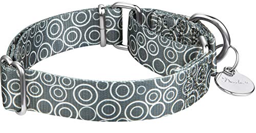 Dazzber Martingale Collars for Dogs, No Pull Anti-Escape Pet Collar, Heavy Duty for Medium and Large Dogs, Adjustable 17 Inch to 25 Inch, Warm Grey -C.R.C