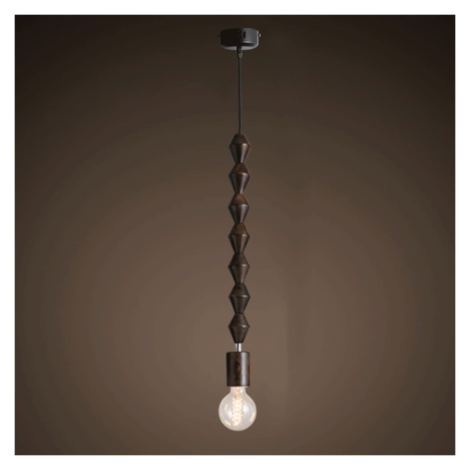 HYJAUSXB Wood Beads Modern Chandelier Pendant Light for Kitchen Island Bedroom Dining Room Ceiling Suspension Lighting Fixture with Swag Style Perfect Restaurant Bar Cafe Shop Farmhouse Brown Col