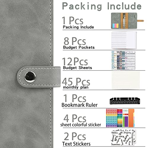 AEYAKA-Carpeta-de-Cuaderno-A6-Anillas-Carpeta-de-Presupuesto-A6-Cuero-de-PU-Bolsas-de-Carpeta-A6-Organizador-Grau
