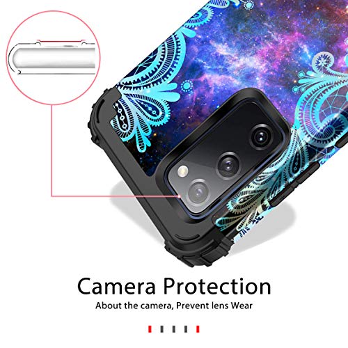 Rancase For Galaxy S20 Fe 5G Case,Three Layer Heavy Duty Shockproof Protection Hard Plastic Bumper +Soft Silicone Rubber Protective Case For Samsung Galaxy S20 Fe 5G,Blue Mandala #TOP4