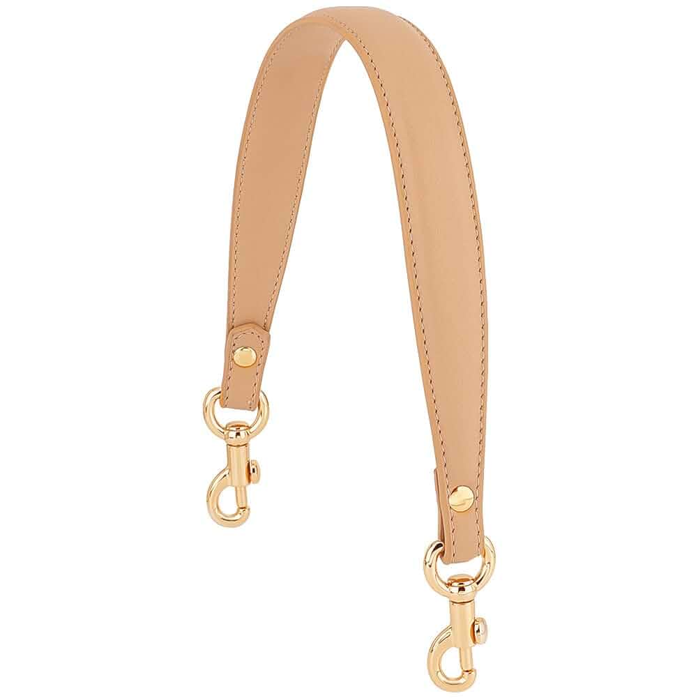PH PandaHall20.3 Inch Brown Leather Strap for Purse, 1 Inch Wide Replacement Handle With Golden Buckles - Short Handbag Strap for Women Men DIY Underarm Shoulder Bag