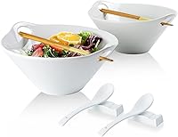 Vista 15 de UNICASA Juego de 2 cuencos japoneses para ramen con palillos, cucharas y reposos, cuencos de fideos de porcelana profunda de 26 onzas para Udon