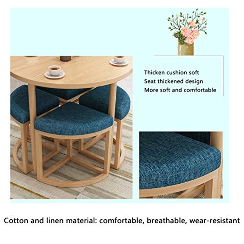 Living Room Tables and Chairs 1 Table and 4 Chairs Cotton and Linen Material 80cm Round Table European Library Apartment… - Image 5