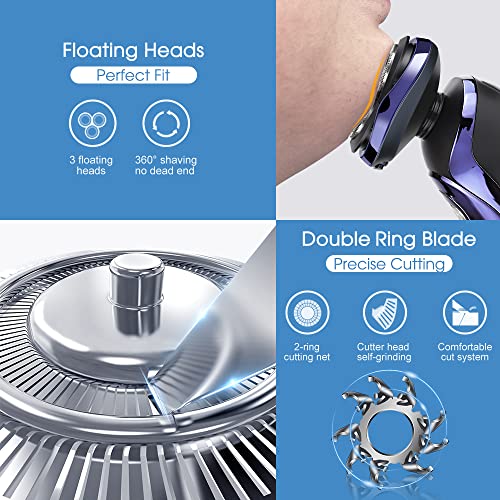 Rasierer Herren Elektrisch, 4-In-1 Elektrischer Rasierapparat Nass- und Trockenrasierer IPX7, Elektrorasierer mit Präzisionstrimmer Bartschneider, USB Charge Station, 99-120Min Laufzeit, LCD-Display - Image 3